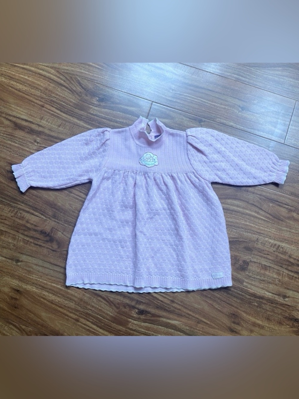 Vintage Absorba Toddler Girl Pink High Neck Knit Tunic Sweater Size 3T Girly